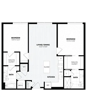 Floor plan 2 Bed/2 Bath-E4