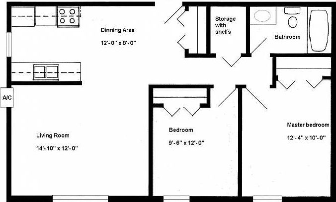 2 bdrm floor plan