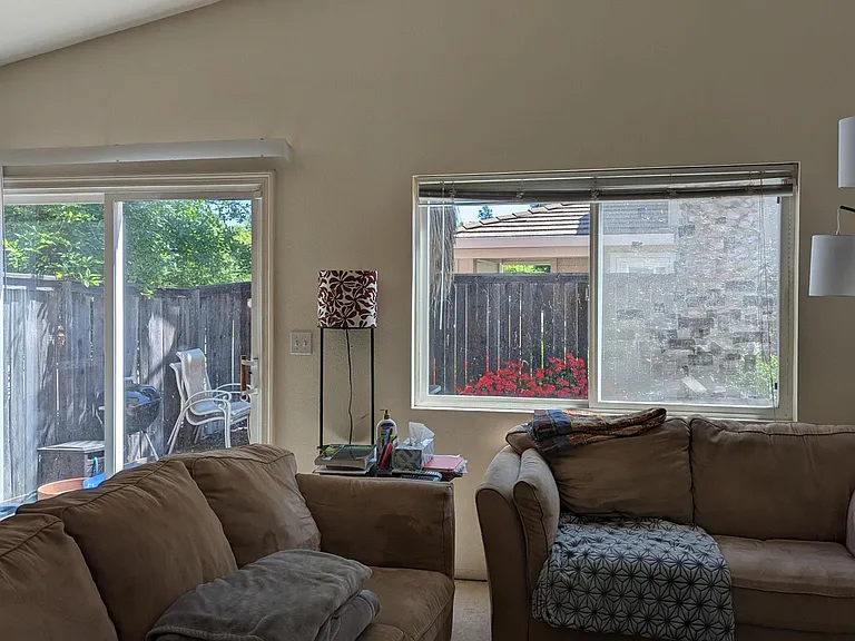 family room with a patio to the backyard.