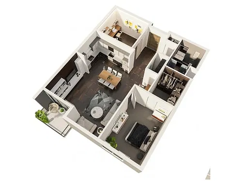 Floor plan 1 Bedroom, 1 Bathroom with...(U1x1 DA)