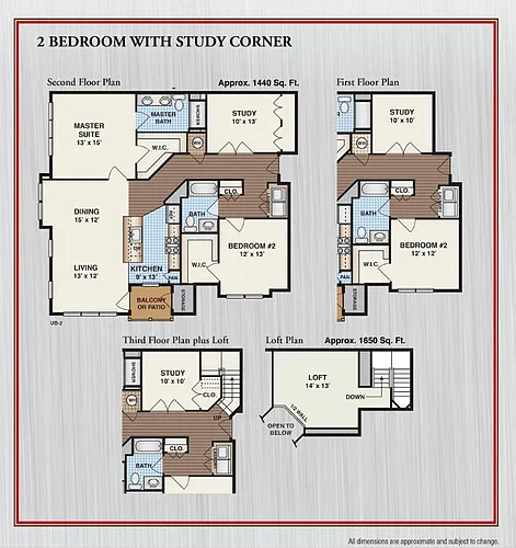 Floor plan 2 Bedroom Study Corner