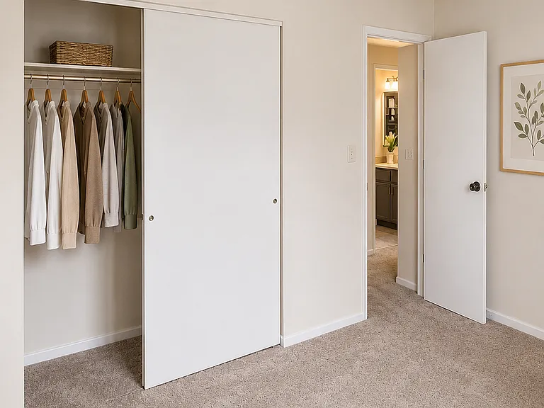 Main bedroom featuring closet.