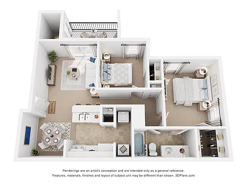 Floor plan B180 THE MAGNOLIA - 2 Bedroom, 1 Bathroom