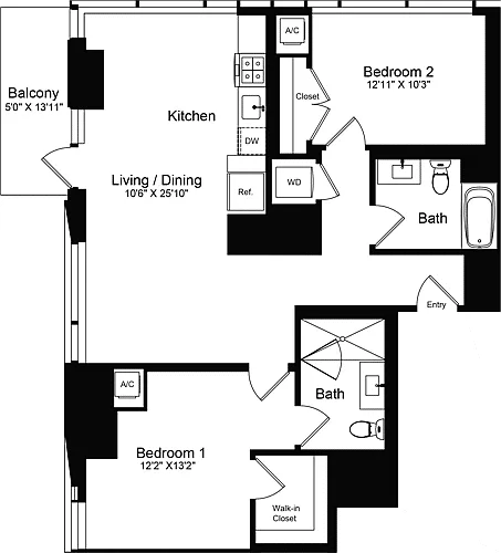 Floor plan 2 Bedroom P