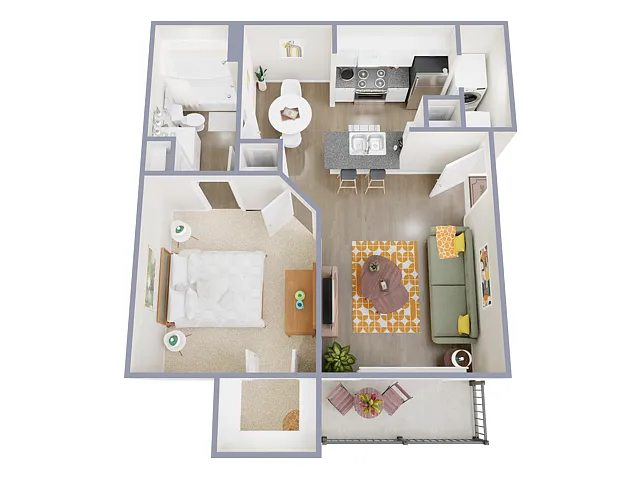Floor plan 1 Bed, 1 Bath B (60% Income Restricted)