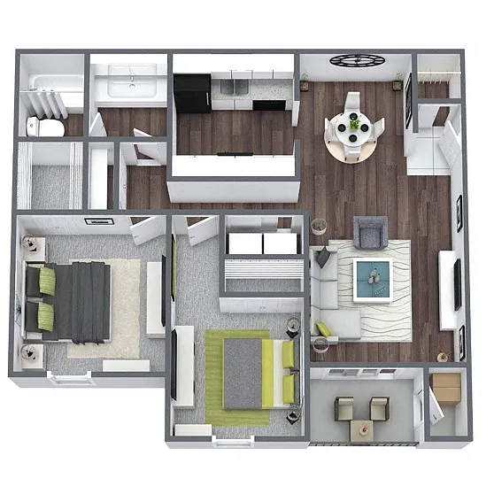 Floor plan 2 Bedroom 1 Bathroom Patio/WC