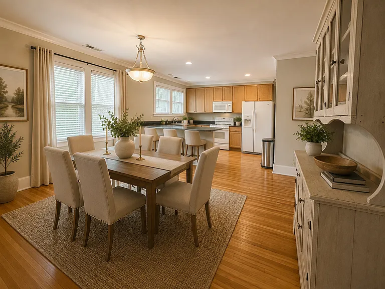 Dining room open to the kitchen