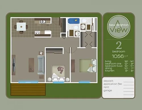 Floor plan 2 Bedroom/ 1.5 Bathroom