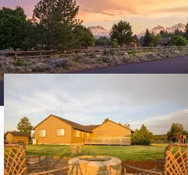 View from the street. The cottage is the bump out on the left of the photo. The deck is out the back door.