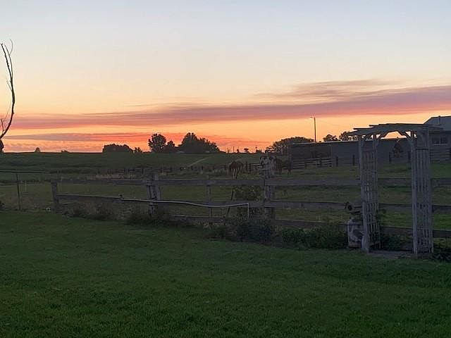 Sunset over the pasture & part of back yard