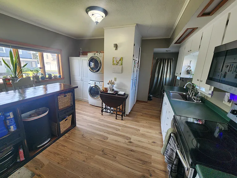 kitchen with new laminate flooring