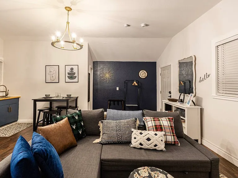 Lounging area, sofa w/pullout & storage inside