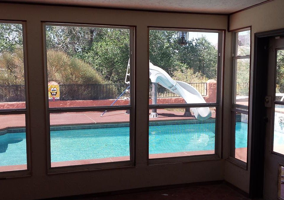 Heated pool spa Water slide