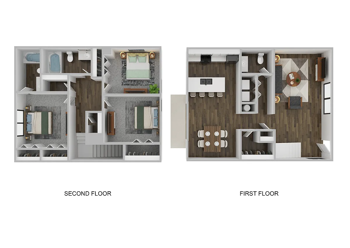 Floor plan 3 BR 2.5 B Townhome