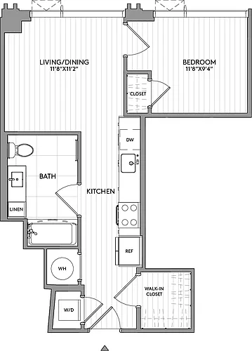 Floor plan 1-Bed-1-Bath-A2a