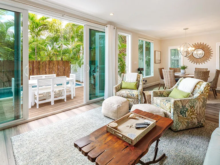 Living area doors leading to private patio
