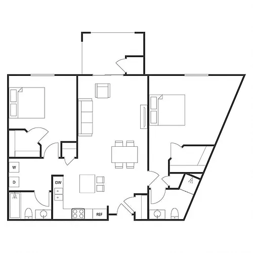 Floor plan 2 BED 2 BATH CORNER