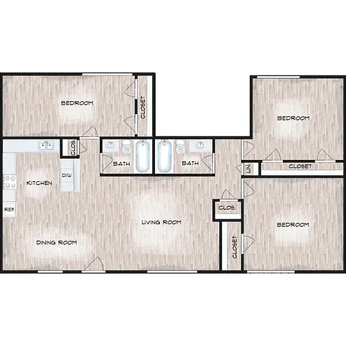 Floor plan 3 Bed 2 Bath