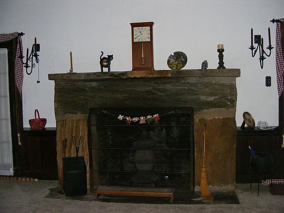 Brick fireplace in LR