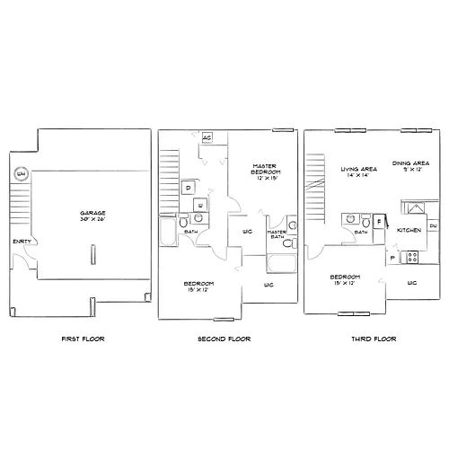 Floor plan Design 3B Townhome Premier