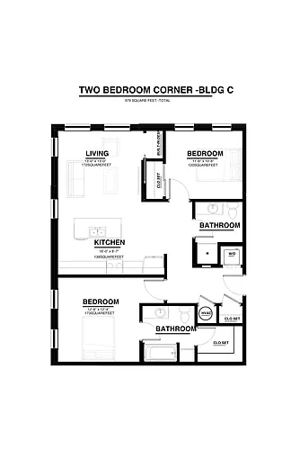 Floor plan Bldg C 2/2 979 SqFt