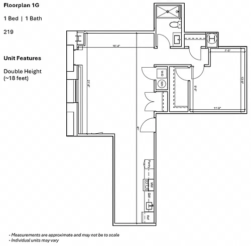 Floor plan 1BR 1G