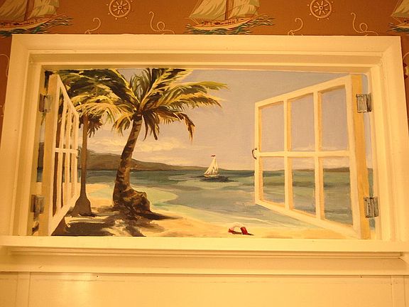 Window painting in bathroom