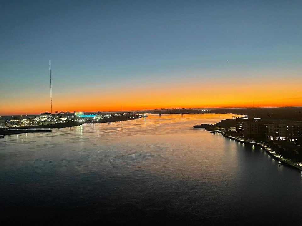 Private view from the condo balcony at sunrise (14th floor)