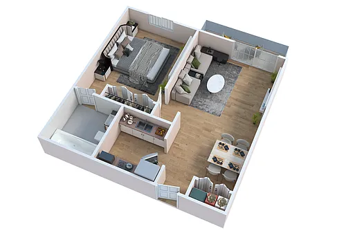 Floor plan The Aspen - One Bedroom