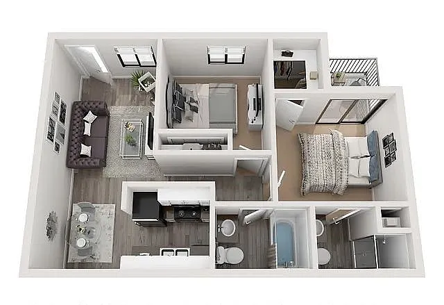 Floor plan 2 Bed Grey