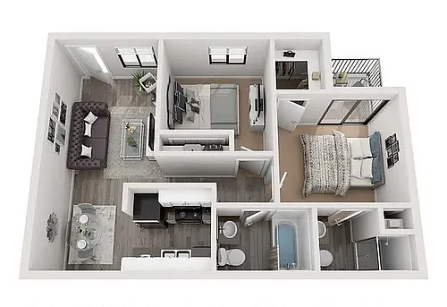Floor plan 2 Bed Grey WD