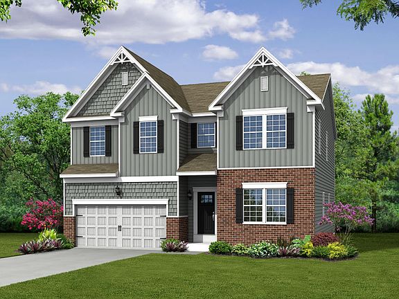 Elevation K Opt Victorian Partial Brick Front, Porch, Garage Door