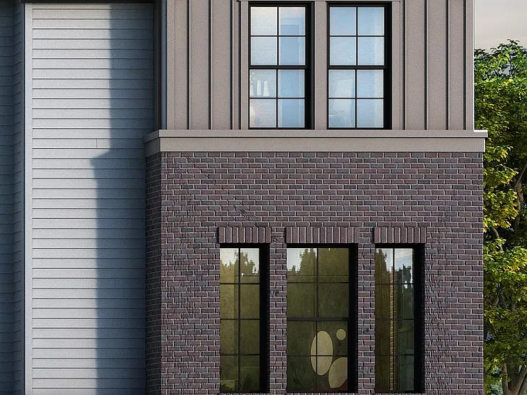 exterior corner unit with 2 car garage