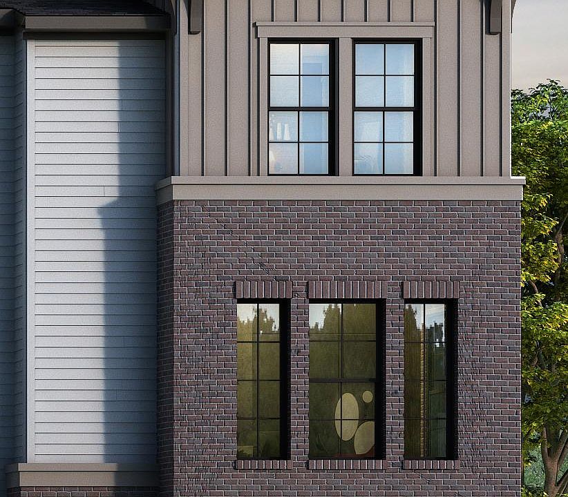 exterior corner unit with 2 car garage