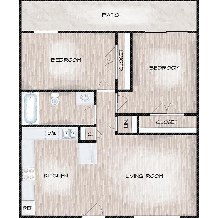 Floor plan 2 Bed 1 Bath