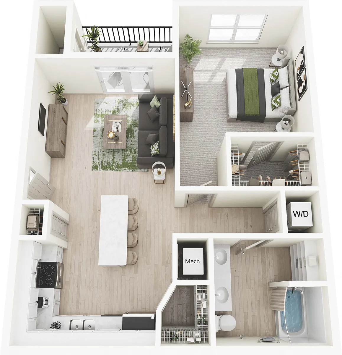 Floor plan 1 Bed, 1 Bath