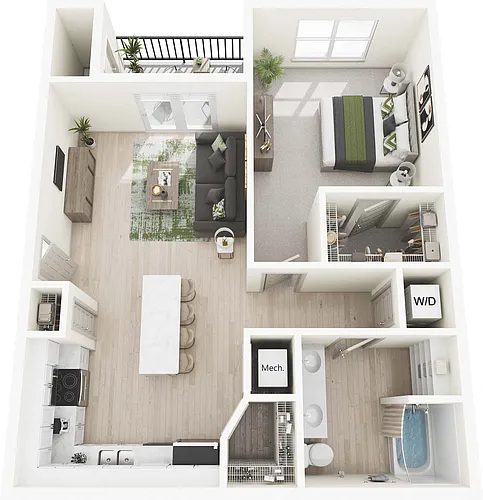 Floor plan 1 Bed, 1 Bath