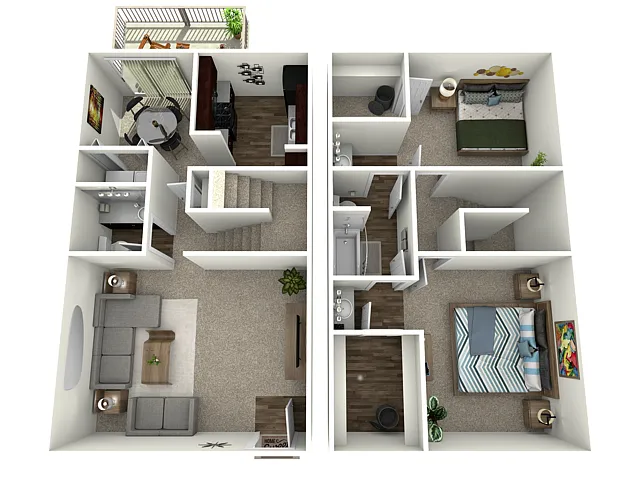 Floor plan 2 Bed, 2 Bath F (60% Income Restricted)