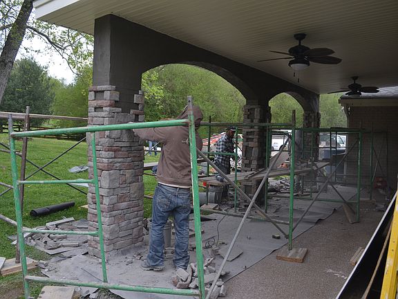 Custom stone rear patio