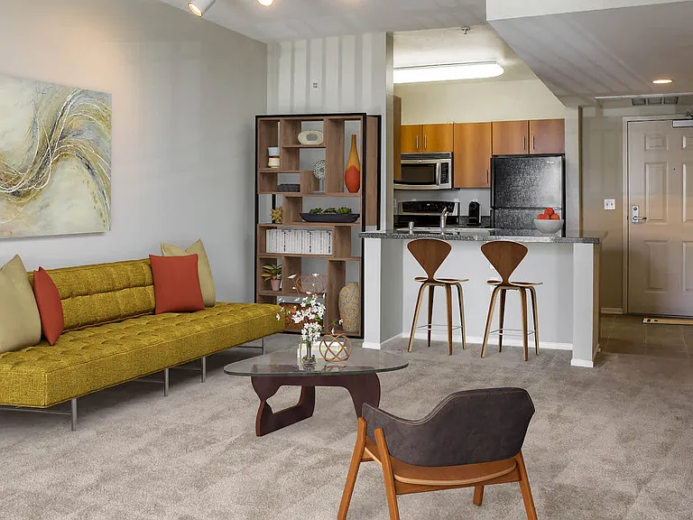Carpeted Living and Dining Room