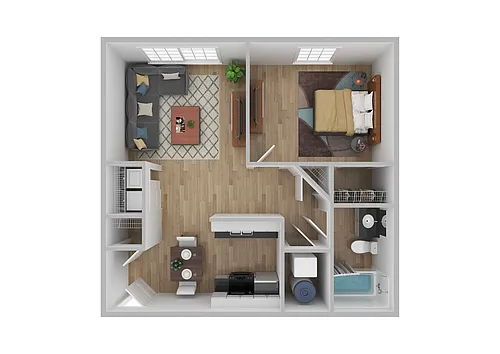 Floor plan 1 Bedroom Renovated