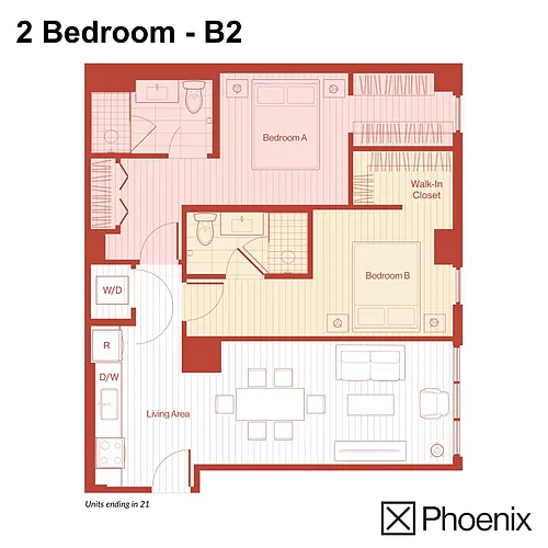 Floor plan 2 Bedroom - B2