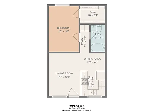 Floor plan 1-Bedroom 1 Bath