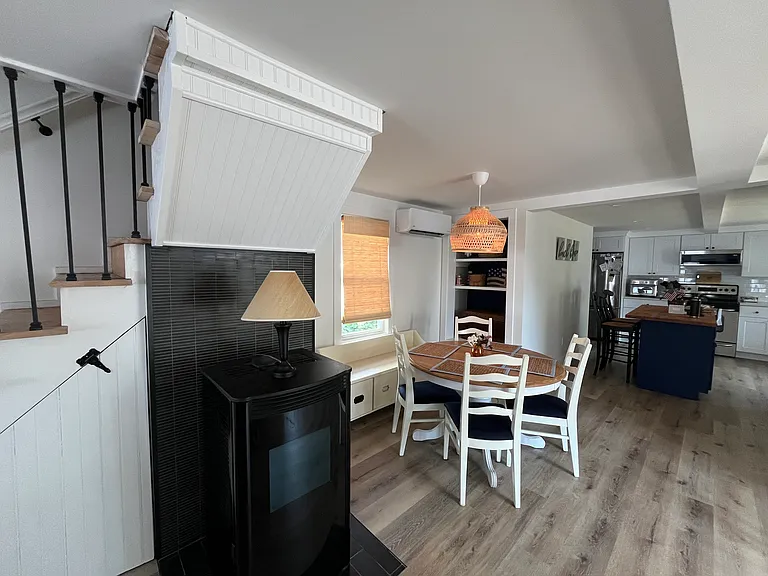 pellet stove to supplement electric, split unit heat.
