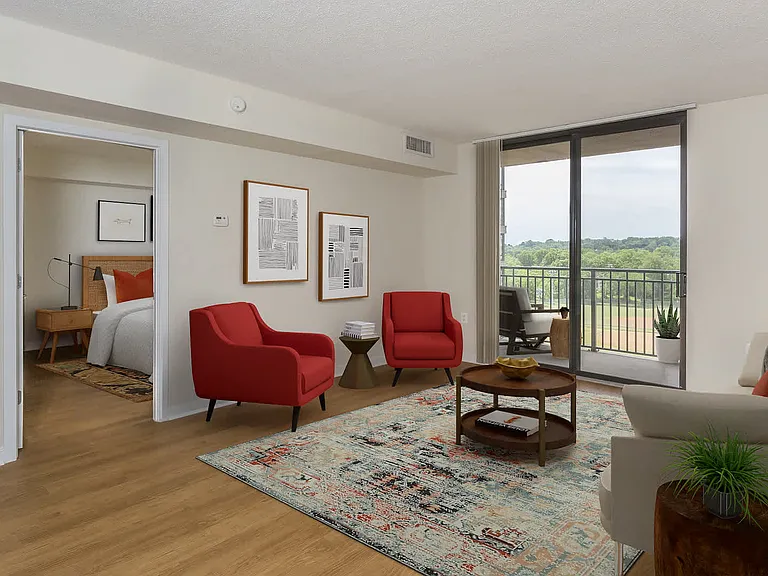 Living Room with Hard Surface Flooring and Balcony