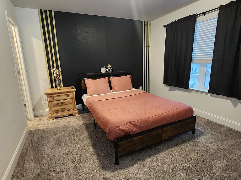 Stylish bedroom with queen size bed!