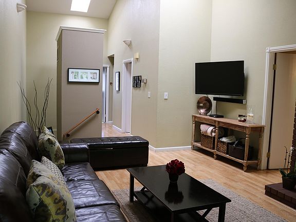 Tall ceilings with skylights in living room