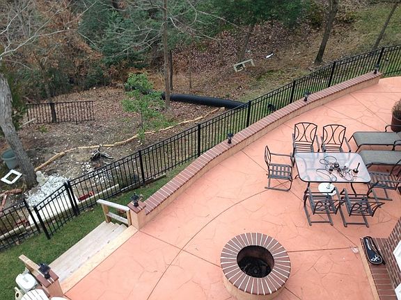 stamped patio with fire pit