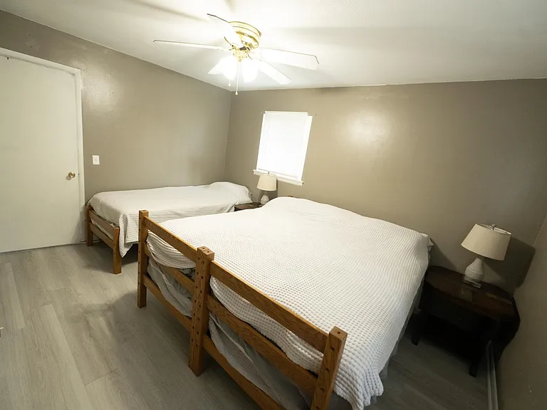 This was a king size bed with a twin xl next to it. The king bed remains which is now used but it can be removed.