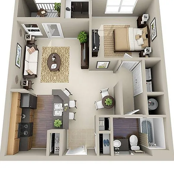 1 Bedroom | 1 Bath | 690 SF 1 Bedroom | 1 Bath | 690 SF